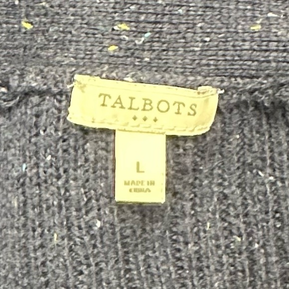 Talbots Women’s Sz L Navy Blue Women's Cardigan Sweater Long Sleeve Speckled - Picture 4 of 5